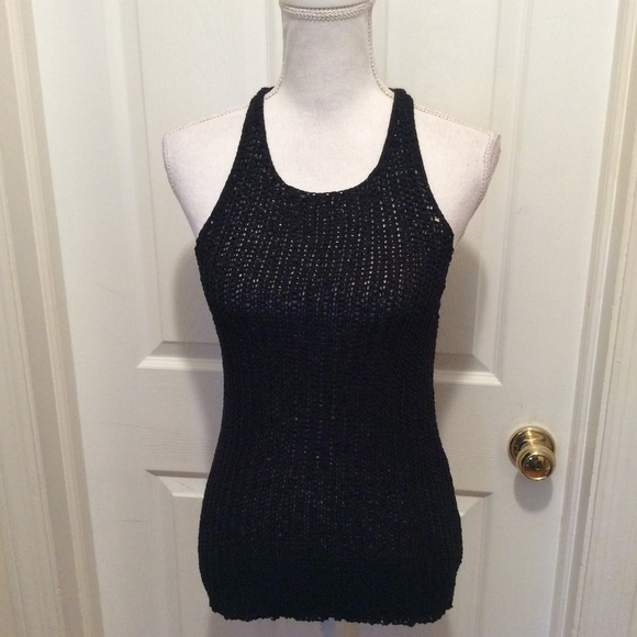Sparkle & Fade Tops - Sparkle & Fade Knit Top L Sleeveless Racer Back